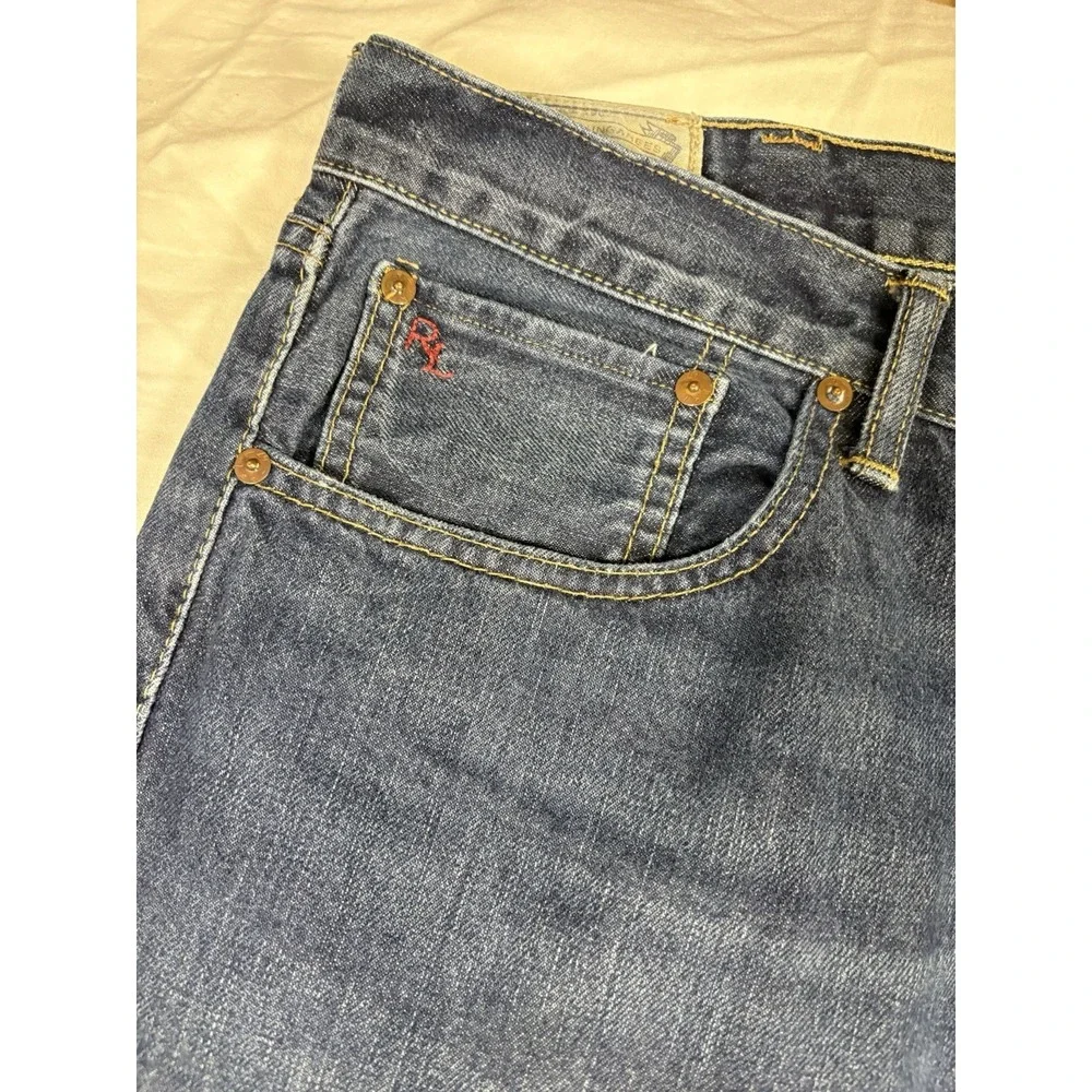 Polo Ralph Lauren Hampton Straight Selvedge Jeans Mens 38x32 Dark Wash Redline